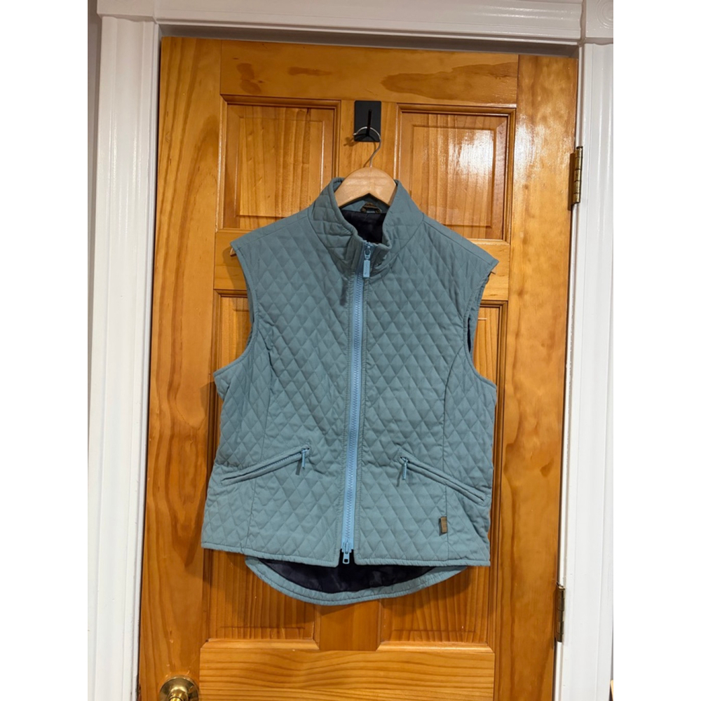 Barbour Quilted Vest Blue Diamond Quilt Zip Pockets Women’s US 10 UK 14 - Picture 2 of 11
